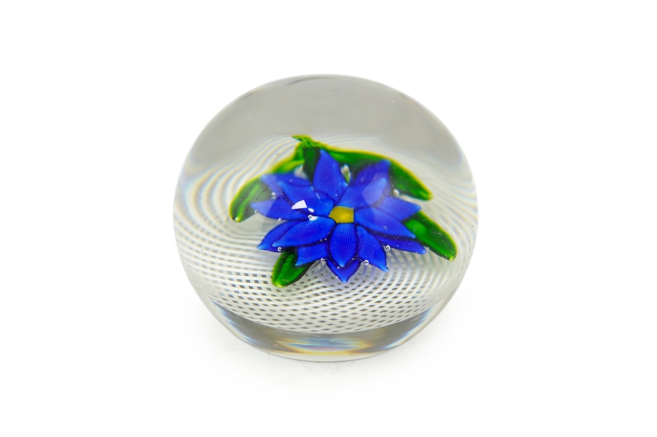 A St. Louis blue Dahlia paperweight, mid 19th century